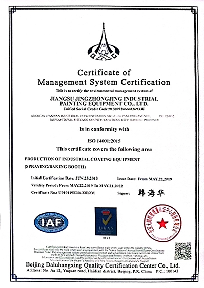 certificate of management system certification 2019